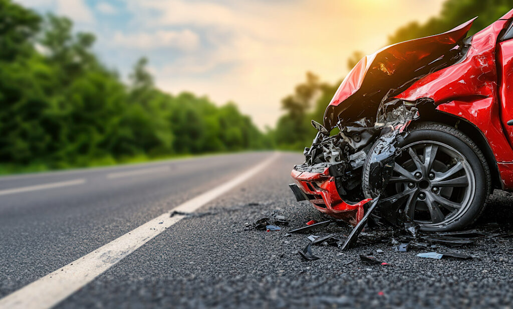 Damaged Car After Crash in the Daylight in Athen's, GA